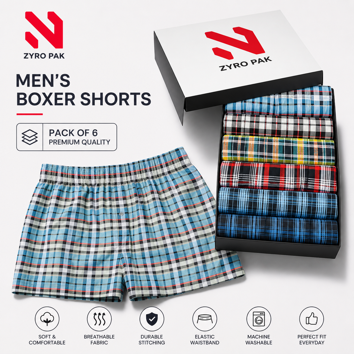 Premium Mens boxer Pack of six