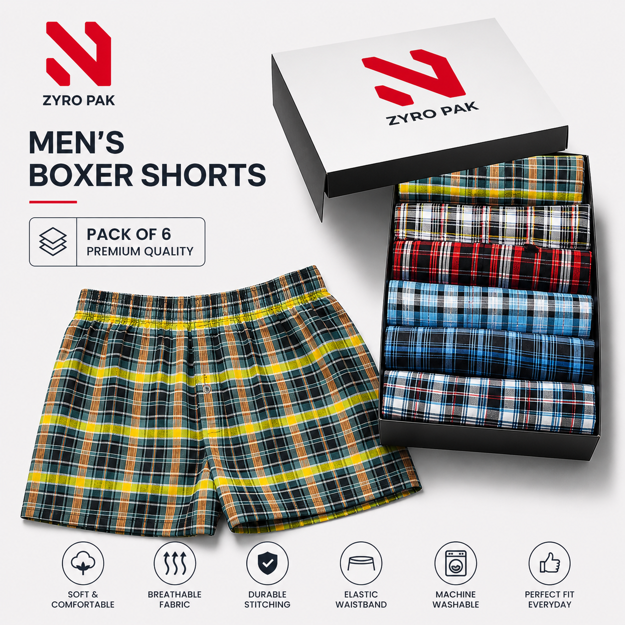 Premium Mens boxer Pack of six