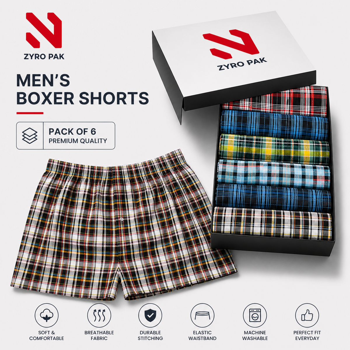 Premium Mens boxer Pack of six