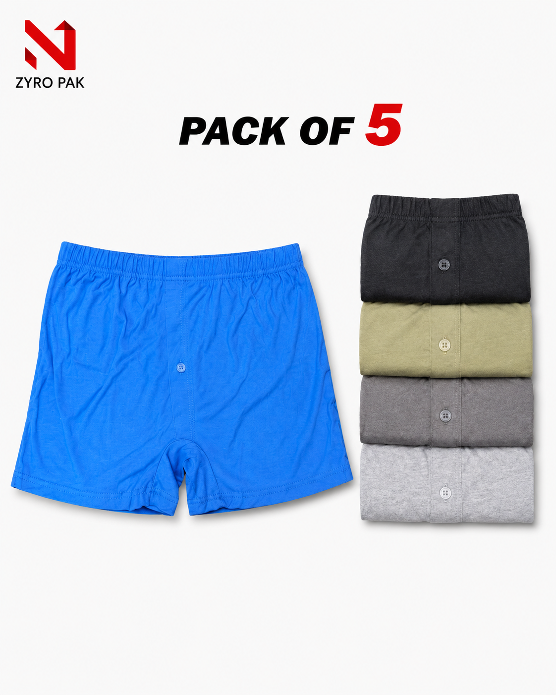 Zyro Premium Boxers export Quality Pack of Five