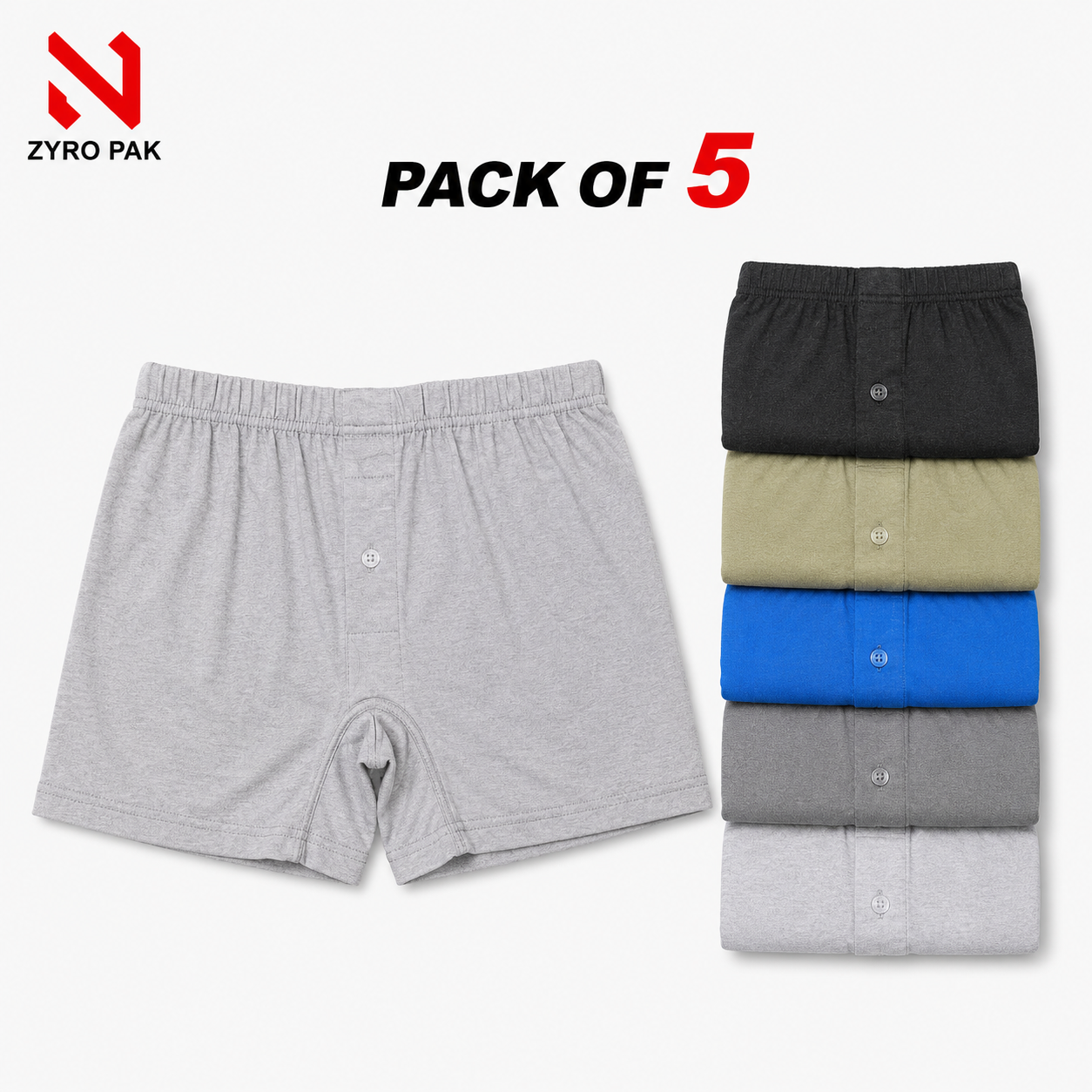 Zyro Premium Boxers export Quality Pack of Five