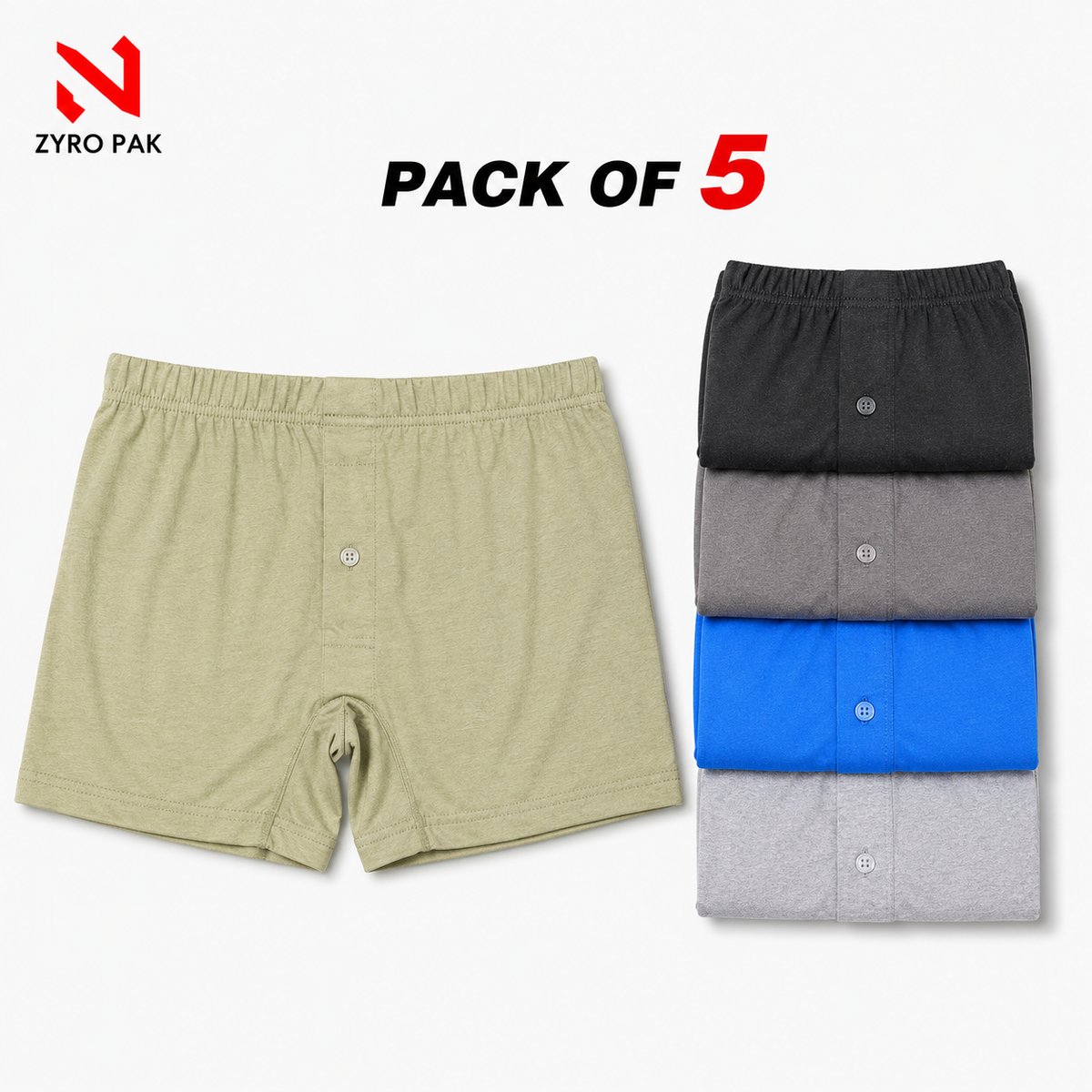 Zyro Premium Boxers export Quality Pack of Five