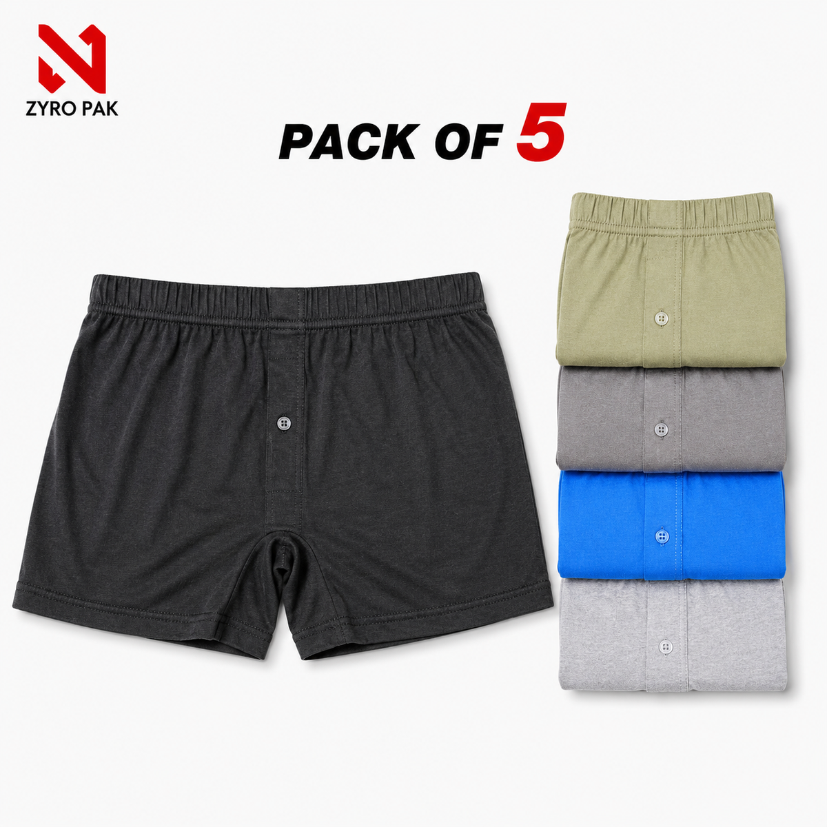 Zyro Premium Boxers export Quality Pack of Five