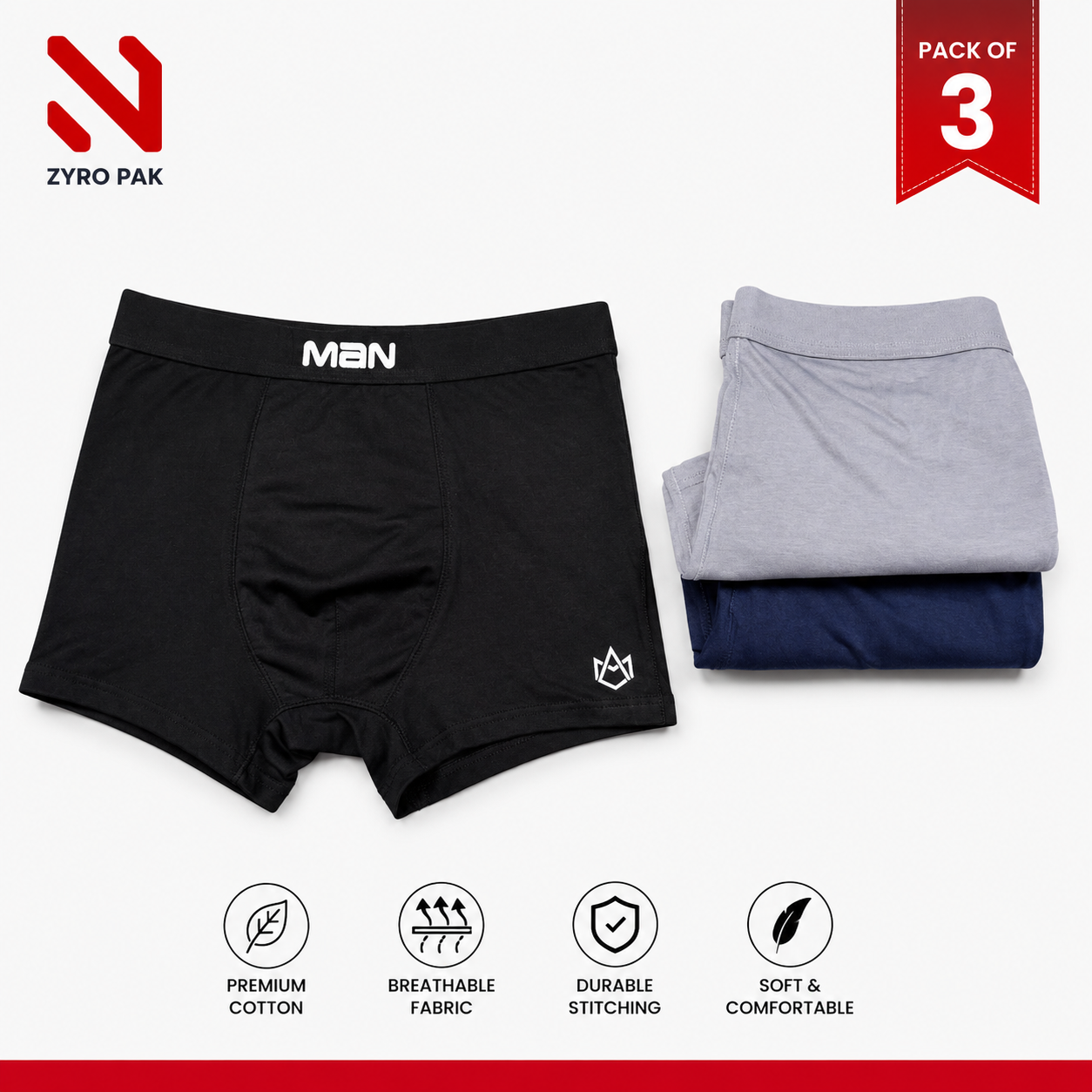 Premium Boxers Pack of 3