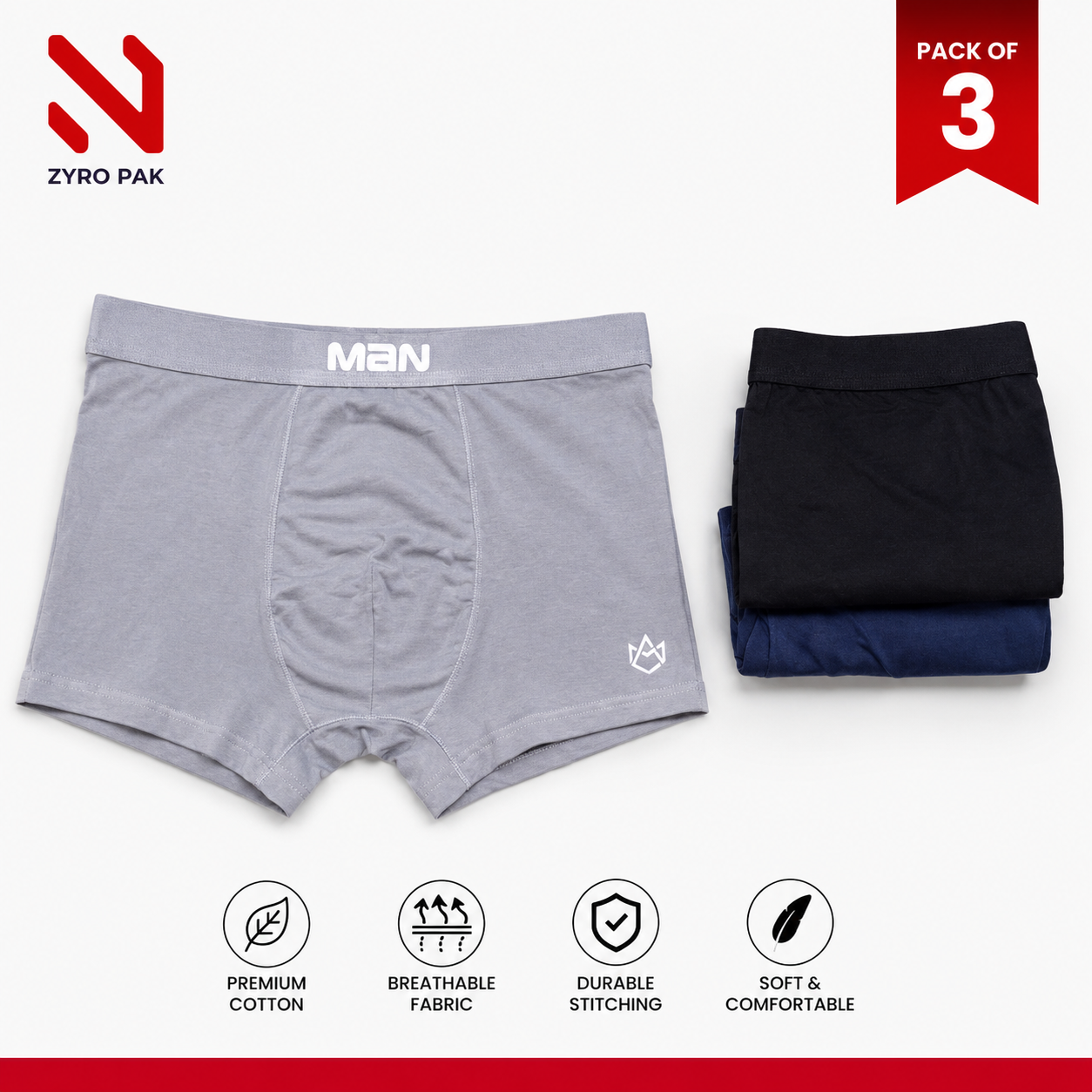 Premium Boxers Pack of 3